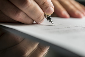 Signing business contract