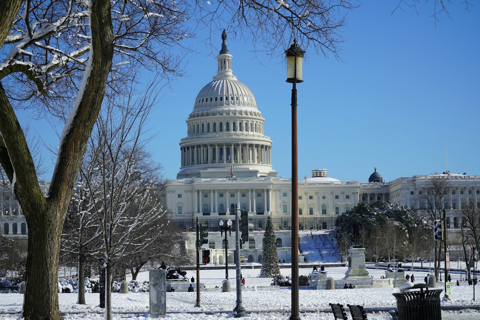 The Capitol, on a snowy afternoon.