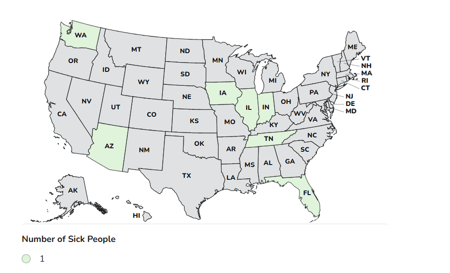 Case Count Map Provided by CDC Case Count Map Provided by CDC