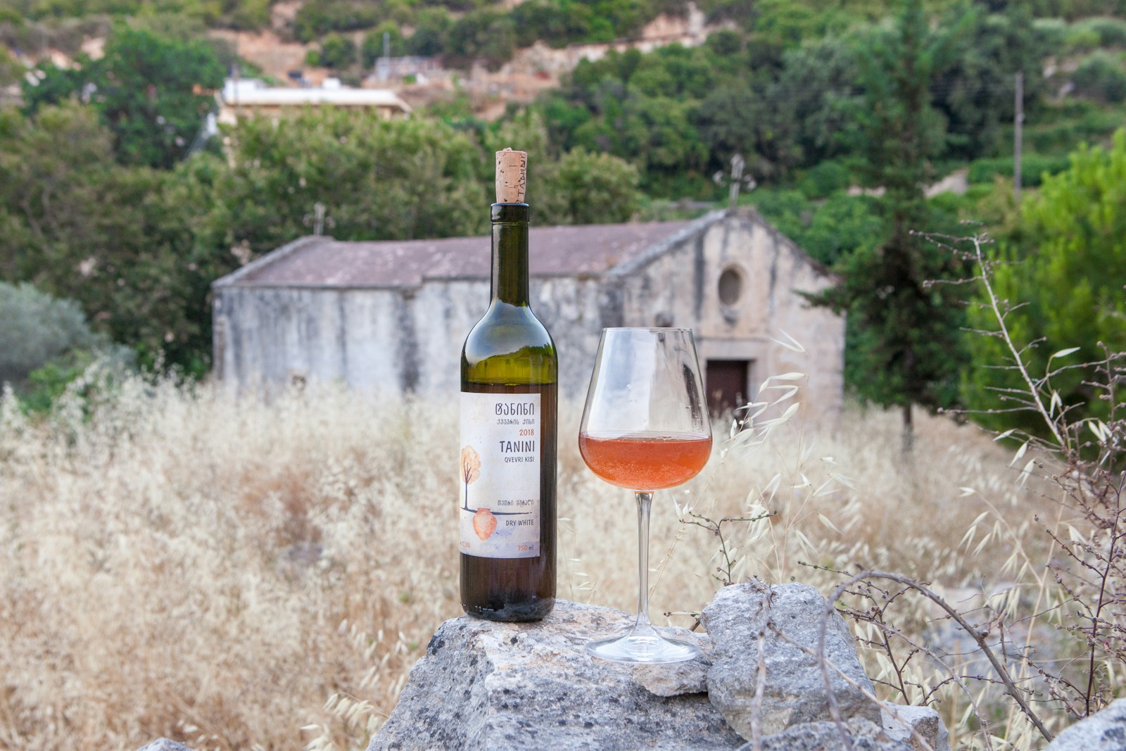 Orange natural wine by Tanini winery from Georgia.