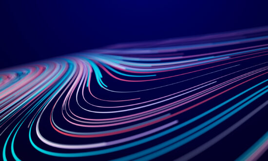 Futuristic wave of smooth lines.Wire network technologies.Cyber security background. 3D rendering.