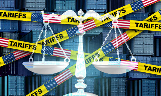 US Tariffs Legal Challenges and American laws in Economic Trade and tariff tax legislation as government policy and import export agreements as justice scale political economic policies.