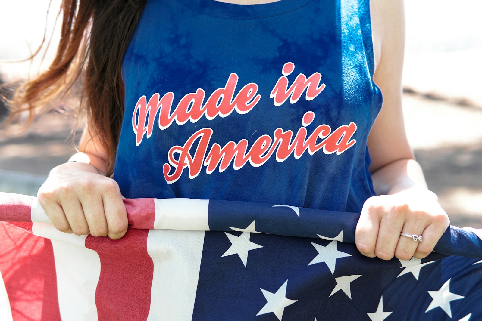 Michelle wears her made in America tee shirt from Victoria Secret.