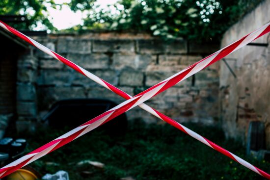 Restricted area with barrier tape