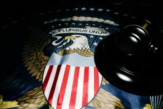 Gavel on Presidential flag.