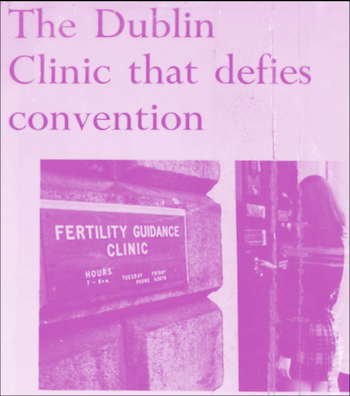 Fertility Guidance Clinic brass-plate, with a headline that the Dublin Clinic defies convention
