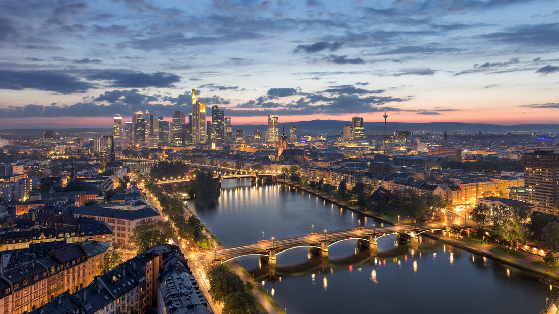 GettyImages-1154544903_Illuminated Cityscape with Financial district and Main river, Frankfurt, Hesse, Germany