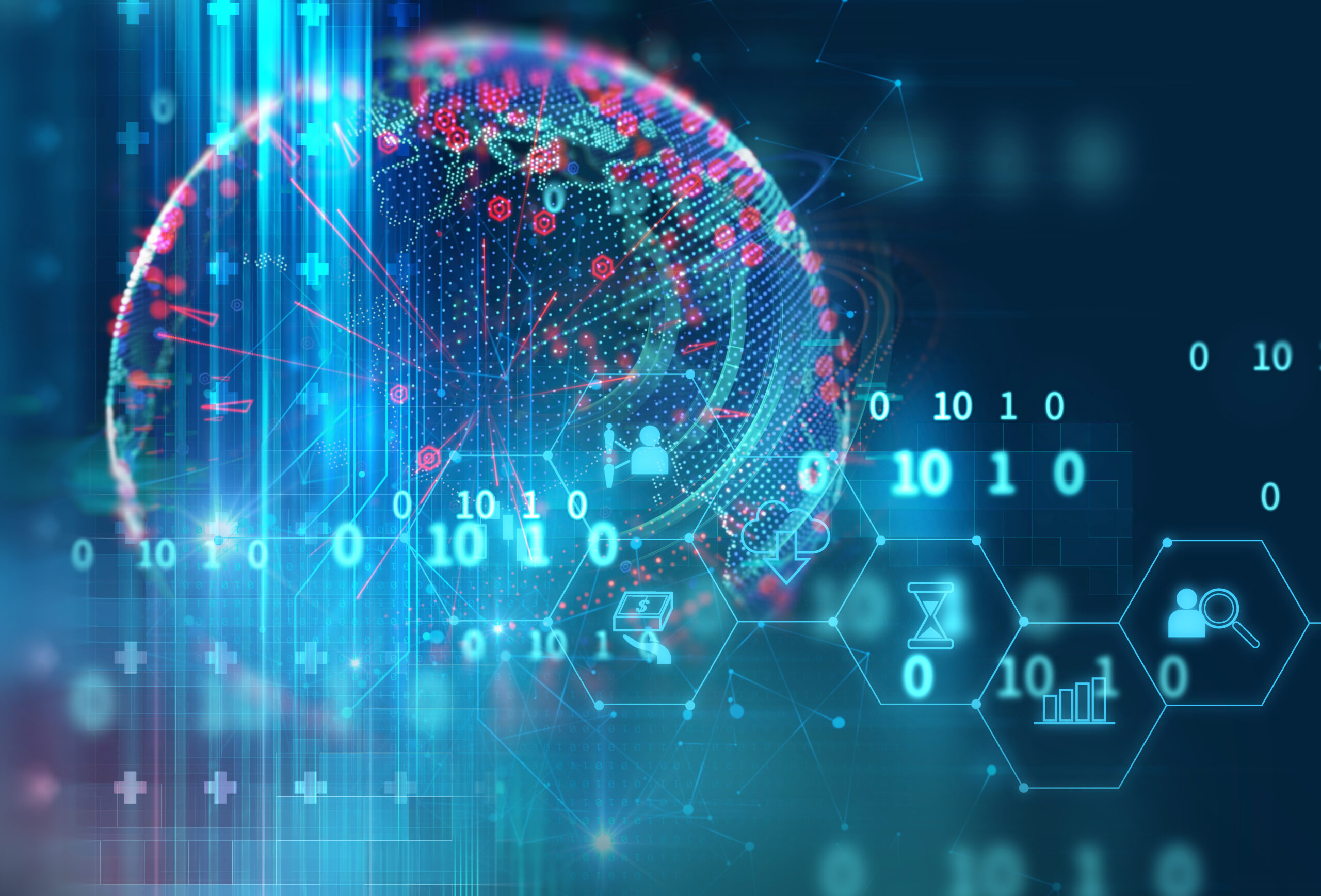fintech icon  on abstract financial technology background .