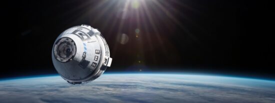 Starliner spaceship in space-Shutterstock_2162443939