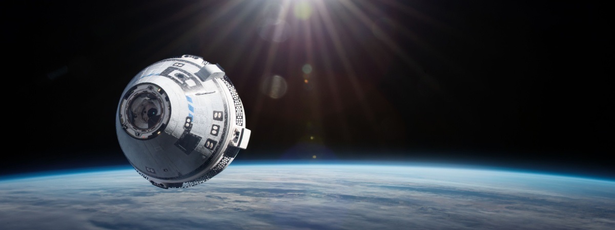 Starliner spaceship in space-Shutterstock_2162443939