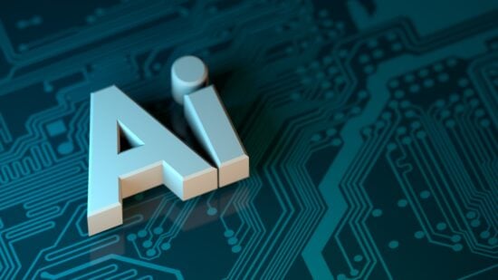 Ai 3D image with technology background