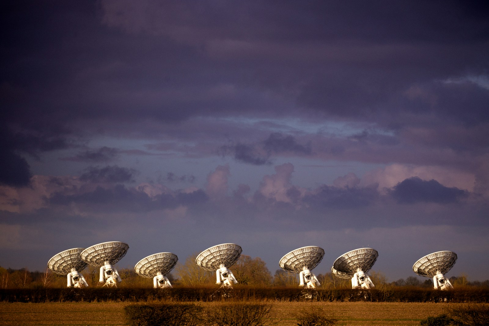 Radio telescopes at the Mullard Radio Observatory just outside Cambridge