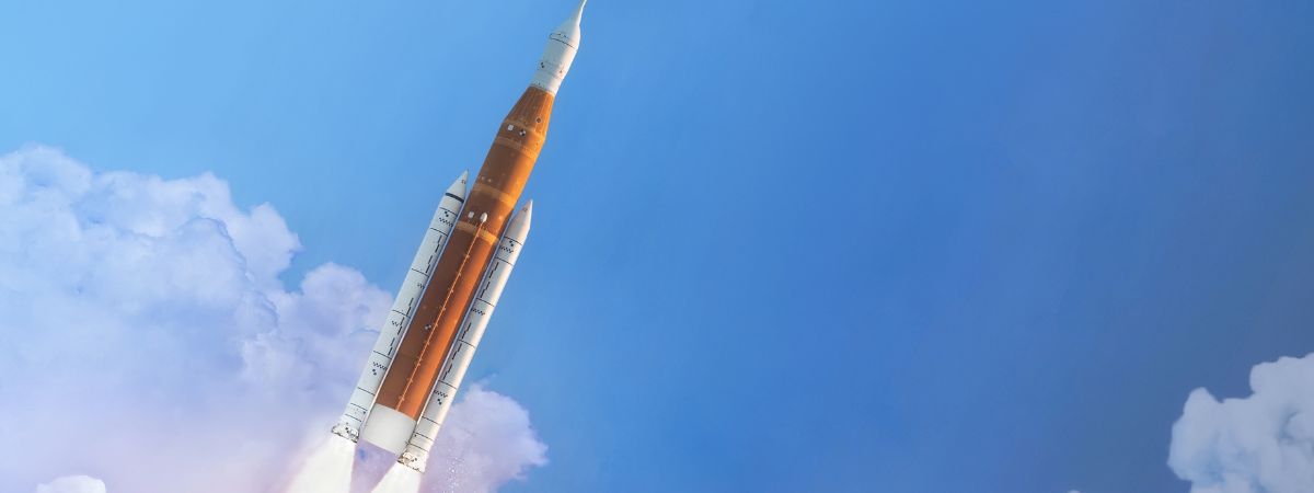 artemis launch spaceship rocket shutterstock 2206366531