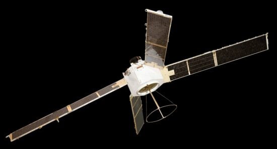 Navigational Satellite, Transit 5-A Silhouetted view of Transit 5-A satellite, July 10, 2012. Record ID: nasm_A19850001000