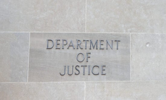 US Department of Justice Sign