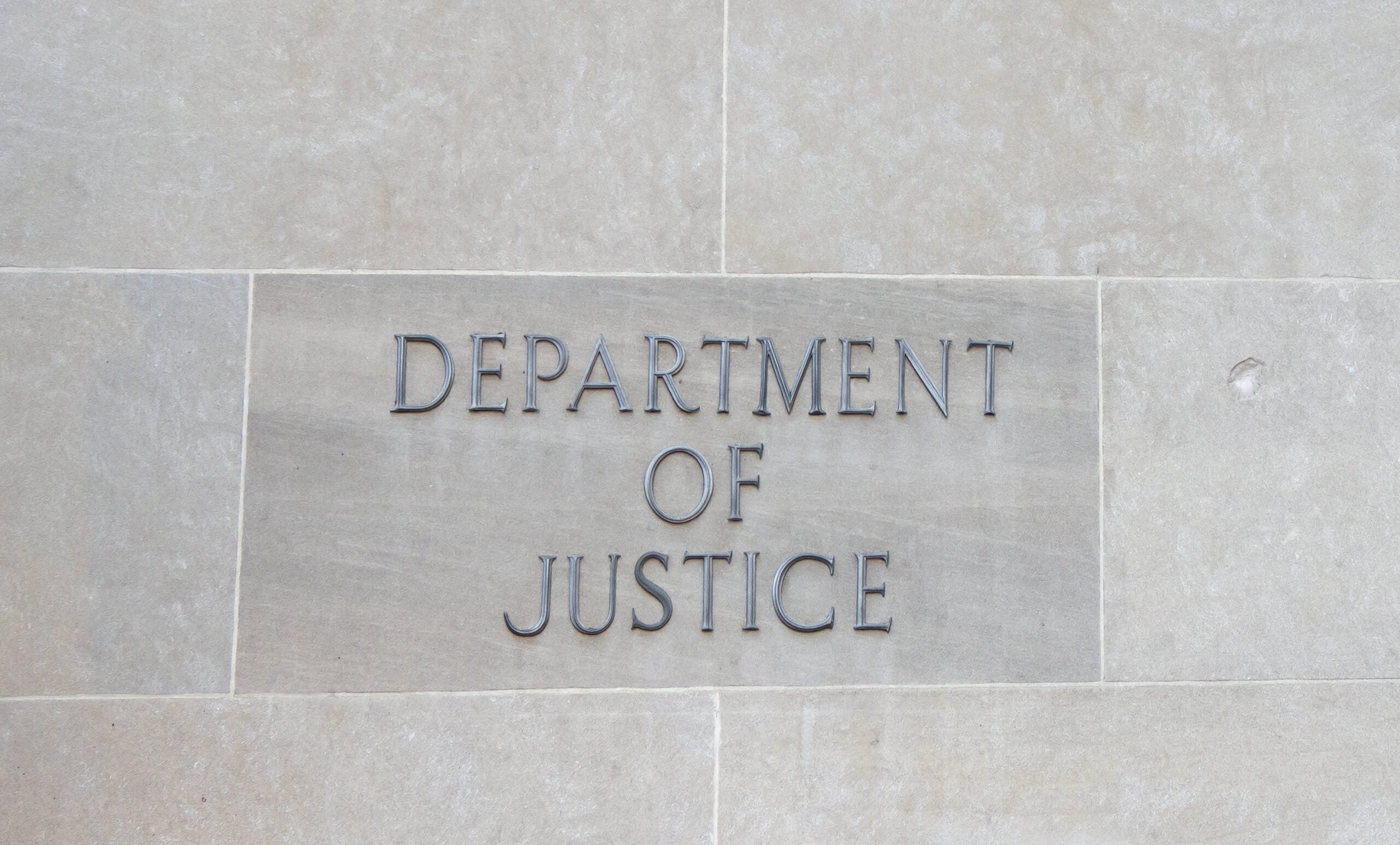 US Department of Justice Sign