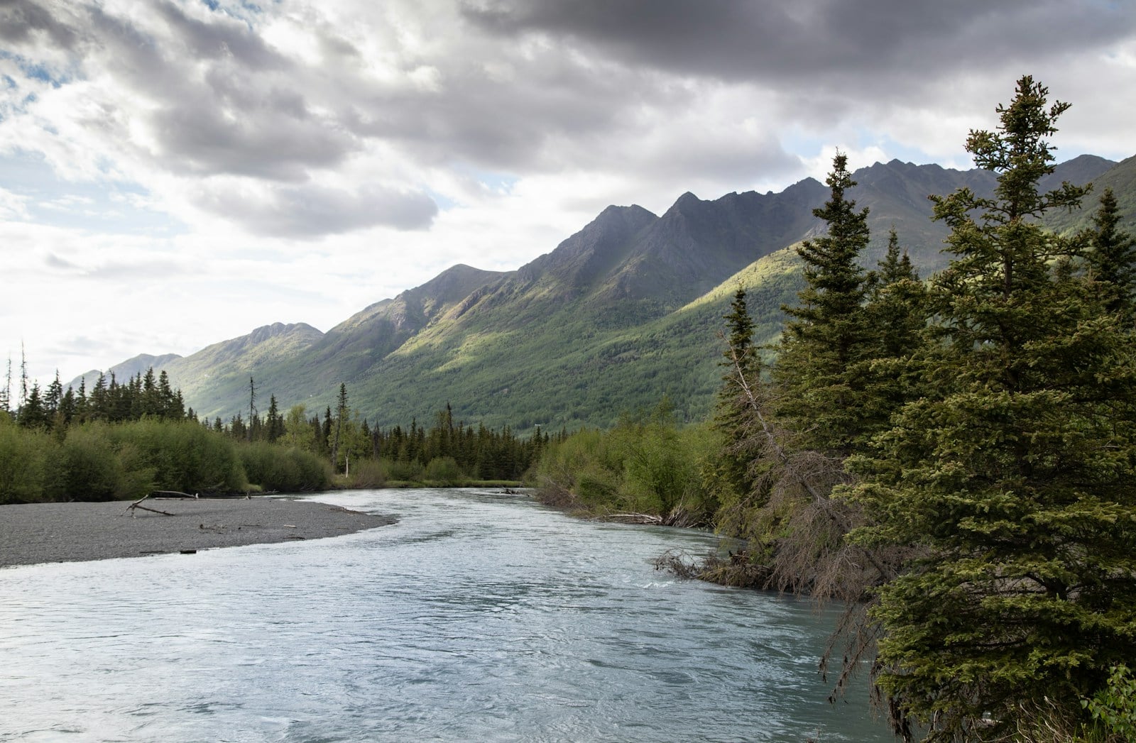 Eagle River and surrounding mountains in Alaska.
