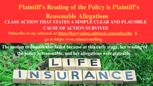 Plaintiff's Reading of the Policy is Plaintiff's Reasonable Allegations